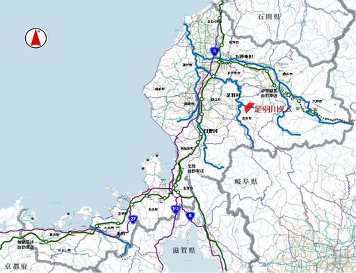 足羽川ダム位置図